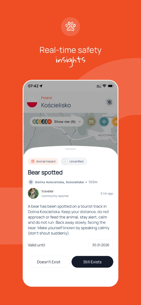 Bear alert in the Tutai app